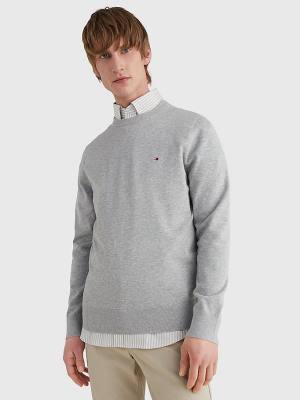 Tommy Hilfiger 1985 Essential TH Flex Sweatshirt Pulóverek Férfi Szürke | TH295GYW