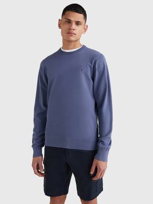 Tommy Hilfiger 1985 Essential TH Flex Sweatshirt Pulóverek Férfi Kék | TH326EWD