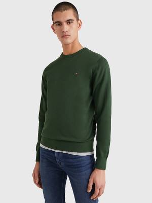 Tommy Hilfiger 1985 Essential TH Flex Sweatshirt Pulóverek Férfi Zöld | TH916IJQ