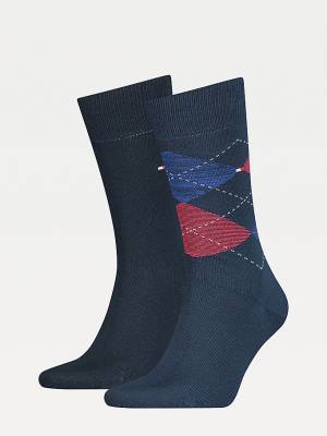 Tommy Hilfiger 2-Pack Argyle Mix Zokni Férfi Kék | TH698MSG