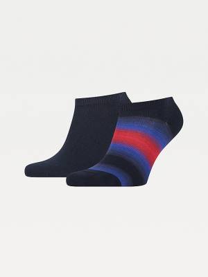 Tommy Hilfiger 2-Pack Baja Stripe Trainer Zokni Férfi Kék | TH738PYN