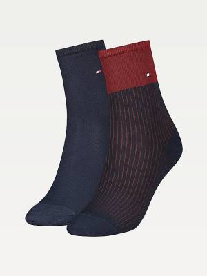 Tommy Hilfiger 2-Pack Colour-Blocked Ankle Zokni Női Kék | TH521OGS