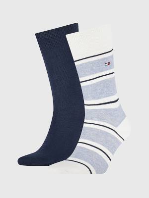 Tommy Hilfiger 2-Pack Stripe Rugby Zokni Férfi Kék | TH612YAL