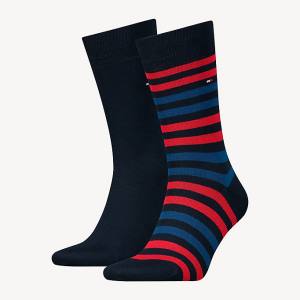 Tommy Hilfiger 2-Pack Stripe Zokni Férfi Piros | TH280ZEV