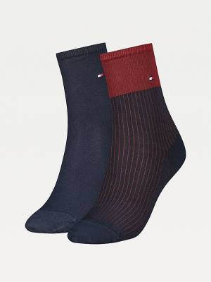 Tommy Hilfiger 2-Pack Tencel Colour-Blocked Rövid Zokni Női Kék | TH134YPS