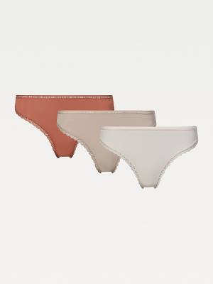 Tommy Hilfiger 3-Pack Floral Csipke Trim Thongs Fehérnemű Női Arany | TH410LBR