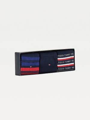 Tommy Hilfiger 3-Pack Gift Box Stripe Zokni Férfi Kék | TH208ABC