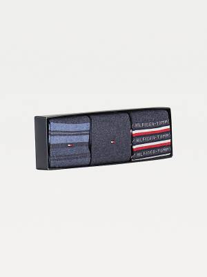 Tommy Hilfiger 3-Pack Gift Box Stripe Zokni Férfi Kék | TH863XUE