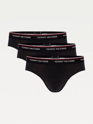 Tommy Hilfiger 3-Pack Pamut Briefs Fehérnemű Férfi Fekete | TH697ICD