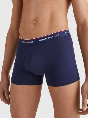 Tommy Hilfiger 3-Pack Premium Logo Waistband Trunks Fehérnemű Férfi Kék | TH705OMF