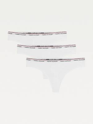 Tommy Hilfiger 3-Pack Stretch Pamut Thongs Fehérnemű Női Fehér | TH457ZHM