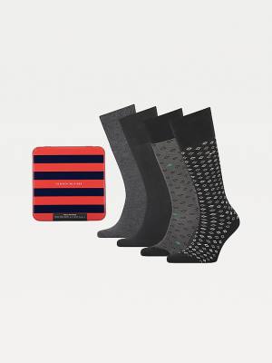 Tommy Hilfiger 4-Pack Gift Box Knee-High Zokni Férfi Fekete | TH167ZXS