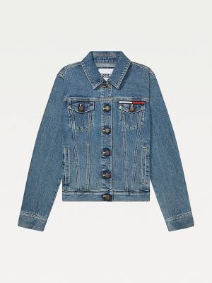 Tommy Hilfiger Adaptive Denim Trucker Kabát Női Kék | TH324QCL