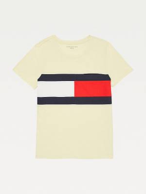 Tommy Hilfiger Adaptive Flag Print Pamut Póló Női Sárga | TH364SYR