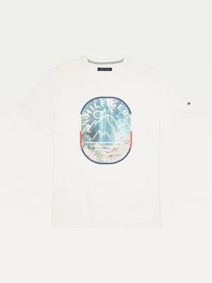 Tommy Hilfiger Adaptive Mountain Logo Graphic Póló Férfi Fehér | TH315DHF