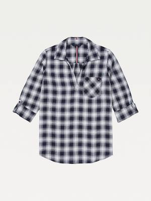 Tommy Hilfiger Adaptive Plaid Popover Ingek Női Kék | TH952IRJ