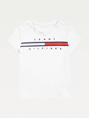 Tommy Hilfiger Adaptive Pure Pamut Logo Póló Lány Fehér | TH867GHT