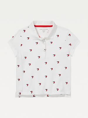 Tommy Hilfiger Adaptive Seated Fit Heart Print Polo Póló Lány Fehér | TH518VHG