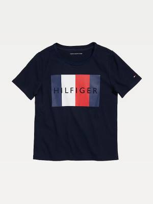 Tommy Hilfiger Adaptive Sensory Flag Logo Póló Fiú Kék | TH083YCE