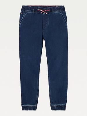 Tommy Hilfiger Adaptive Slim Straight Denim Joggers Farmer Fiú Kék | TH702UJT