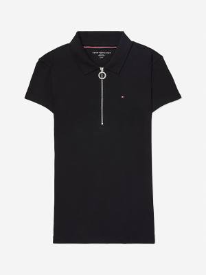 Tommy Hilfiger Adaptive Zipped Slim Fit Póló Női Fekete | TH294VHY