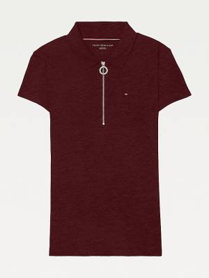 Tommy Hilfiger Adaptive Zipped Slim Fit Póló Női Piros | TH517NRS