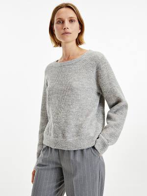 Tommy Hilfiger Alpaca Wool Széles Cipő Neck Relaxed Jumper Pulóverek Női Szürke | TH849QRY