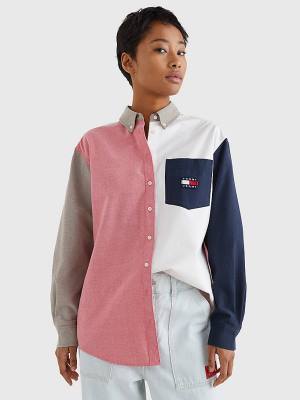 Tommy Hilfiger Archive Colour-Blocked Overshirt Ingek Női Kék | TH894JQP