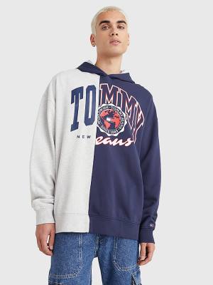 Tommy Hilfiger Archive Organic Pamut Logo Kapucnis Pulóver Férfi Kék | TH305SAM