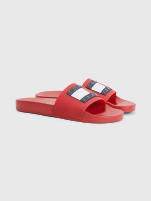 Tommy Hilfiger Badge Pool Slides Szandál Férfi Piros | TH014HFL