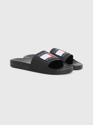 Tommy Hilfiger Badge Pool Slides Szandál Férfi Fekete | TH017HLO