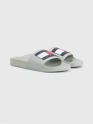 Tommy Hilfiger Badge Pool Slides Szandál Férfi Szürke | TH601DXK