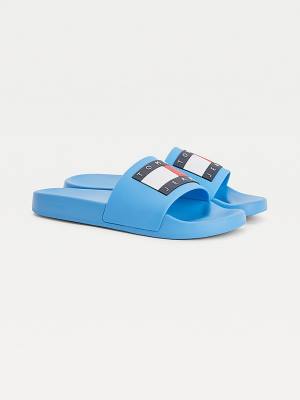 Tommy Hilfiger Badge Slides Szandál Női Kék | TH318MIT