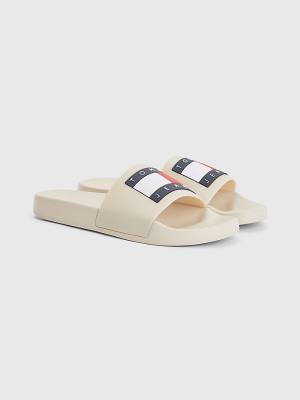 Tommy Hilfiger Badge Slides Szandál Női Bézs | TH526AUX