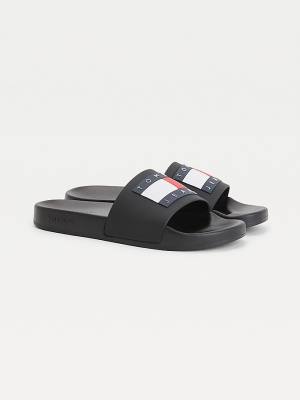 Tommy Hilfiger Badge Slides Szandál Női Fekete | TH910POU