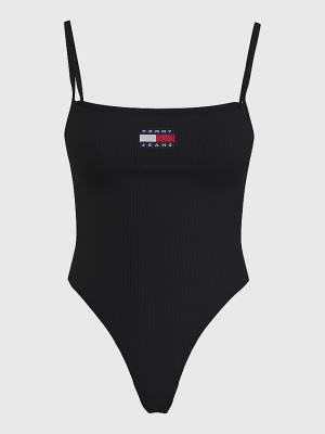 Tommy Hilfiger Badge Square Neck Bodysuit Póló Női Fekete | TH309UHA