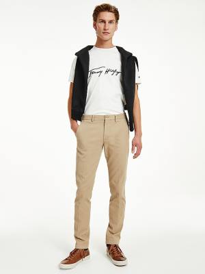 Tommy Hilfiger Bleecker Pressed Slim Fit Nadrág Férfi Bézs | TH791SQL