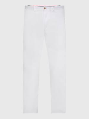 Tommy Hilfiger Bleecker Satin Slim Fit Chinos Nadrág Férfi Fehér | TH260KLO