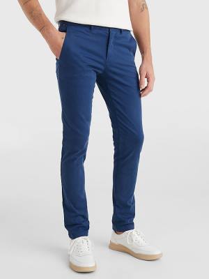 Tommy Hilfiger Bleecker Satin Slim Fit Chinos Nadrág Férfi Kék | TH316TQU