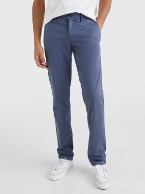 Tommy Hilfiger Bleecker Satin Slim Fit Chinos Nadrág Férfi Kék | TH631NCA