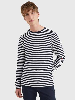 Tommy Hilfiger Breton Stripe Long Sleeve Póló Férfi Kék | TH873BPX