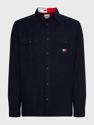 Tommy Hilfiger Brushed Organic Pamut Overshirt Ingek Férfi Kék | TH316JHX