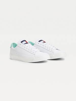 Tommy Hilfiger Bőr Low-Top Tornacipő Női Zöld | TH485KFO