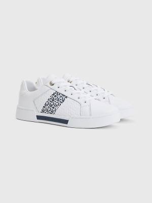 Tommy Hilfiger Bőr TH Monogram Cupsole Tornacipő Női Kék | TH608YBC