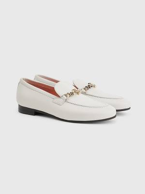 Tommy Hilfiger Chain Bőr Loafer Cipő Női Bézs | TH427SLX