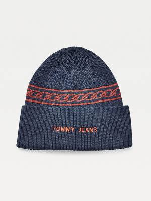 Tommy Hilfiger Chain Link Knit Beanie Kalap Női Kék | TH046OSP