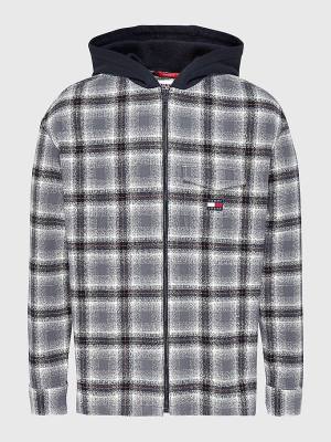 Tommy Hilfiger Check Organic Pamut Csuklyás Overshirt Ingek Férfi Fekete | TH528VOD