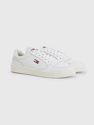 Tommy Hilfiger City Bőr Cupsole Tornacipő Férfi Fehér | TH827PQU