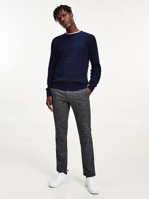 Tommy Hilfiger Classics Cable Knit Jumper Pulóverek Férfi Kék | TH174YPR