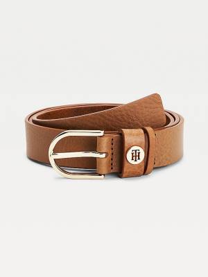 Tommy Hilfiger Classics Monogram Organic Bőr Öv Női Barna | TH832AUP